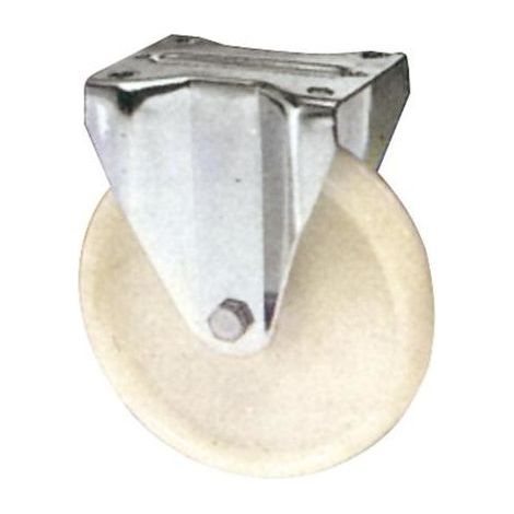 1PZ RUOTA FISSA PER CARRELLI NYLON art.118BIS/A mm.100-piastra mm.100x85 (1/2)