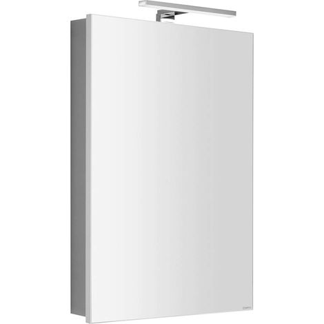 Sapho Greta - Mobiletto a specchio con illuminazione LED 50x70x14 cm, 1 anta, cerniere a destra, bianco opaco GR050-0031 (1/4)