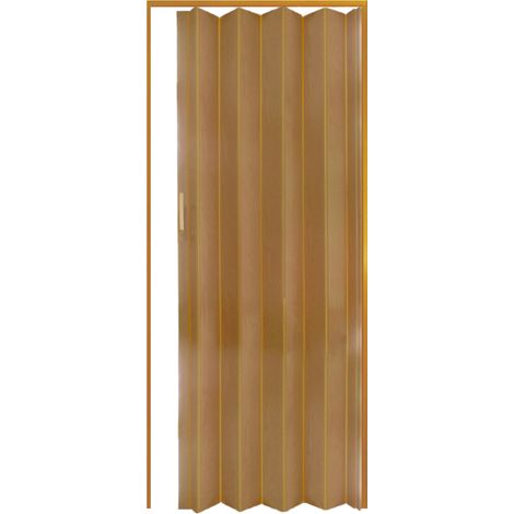 Porta a Soffietto da Interno 214x82 cm in PVC Chiusura Magnetica Noce (1/3)