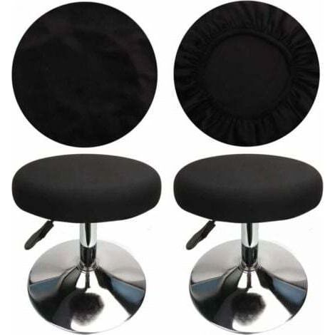 (4 Pièces Noir)Housse Tabouret Rond Housse Tabouret de Bar, Tissu de Luxe, Diamètre 30-36cm, Extensible, Infroissable, Lavable et Anti-Poussière (1/4)