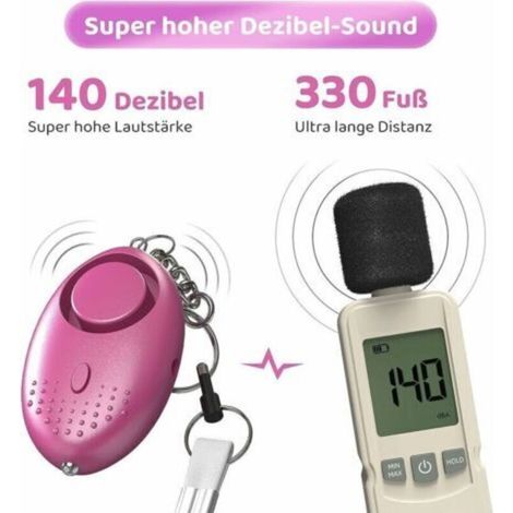 Alarme personnelle anti-agression 150dB – Alarme de poche avec lumière LED – Alerte jusqu'à 100 mètres – Pour femmes et enfants