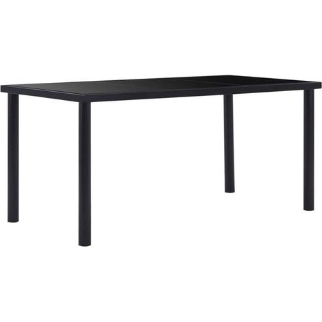 Esstisch Schwarz 160x80cm mit Hartglasplatte, Massivholz-Unikat (1/5)