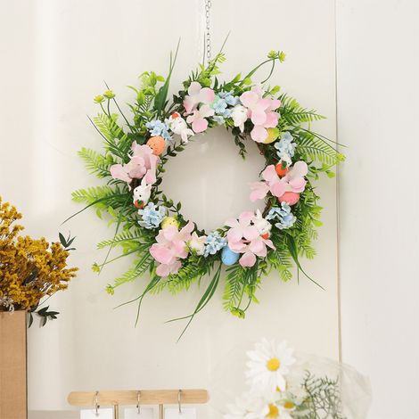 Guirlande De Porte En Rotin - Guirlande Florale Artificielle Avec Lapin Et Carotte - Décoration De Saison Pour Pâques Et Noël - 50 Cm (1/4)