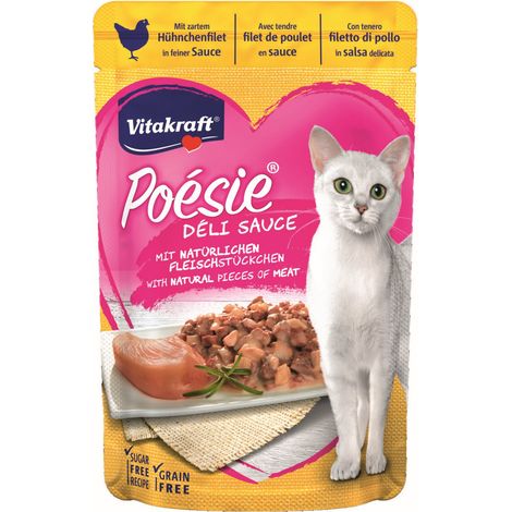Vitakraft Katzenfutter Poesie DeliSauce, Hühnchenfilet - 23 Beutel