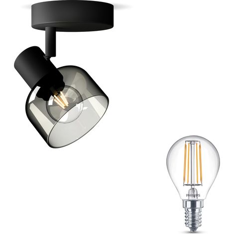 Philips Sleet Aufbauspot für Badezimmer mit 1 Lichtpunkt E14 (Schwarz) - Philips LED E14 40W Nicht dimmbar (1/5)