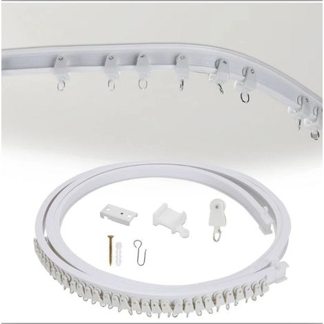 Rail Pour Rideau - 3 M - Flexible Et Pliable - Fixation Par Pince En Haut - Pour Baies Vitrées Et Séparations Intérieures - 1 Pièce (1/5)