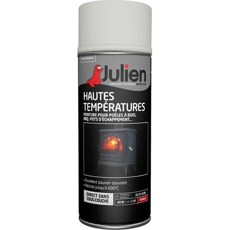 Peinture aérosol Hautes Températures (jusqu'à 600°C) - Brillant Blanc - 400 ml - Julien