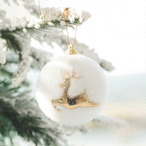 Sapin de Noël, décorations de Noël, boules de Noël blanches floquées, pendentifs lettres pour sapin de Noël, pendentifs boules de Noël en boîte