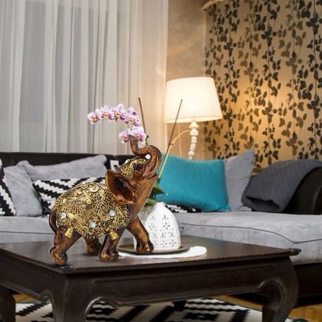 Ornement en Résine Doré Motif Éléphant Déco Salon Style Moderne (1/5)