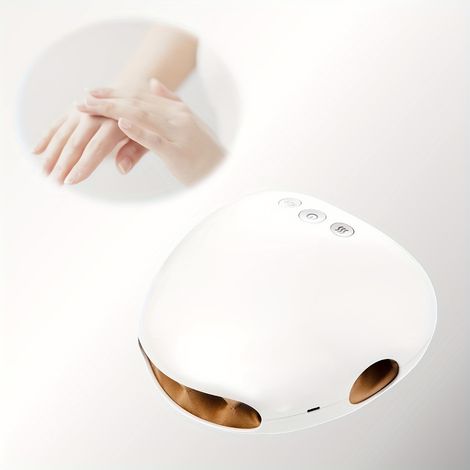 Masajeador de manos recargable con calefacción, 3 modos, intensidad y temperatura ajustables, carga USB, masaje que separa los dedos - color blanco. (1/5)