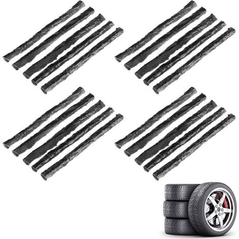 Kit Réparation Pneu,20 Mèches Réparation Pneu,Bandes de Réparation,Kit Réparation Pneu Voiture,Kit Réparation Pneu Tubeless, Bandes de Réparation de Pneu,pour Voiture,Camionnette,Moto,Noir-RAPANDA (1/5)