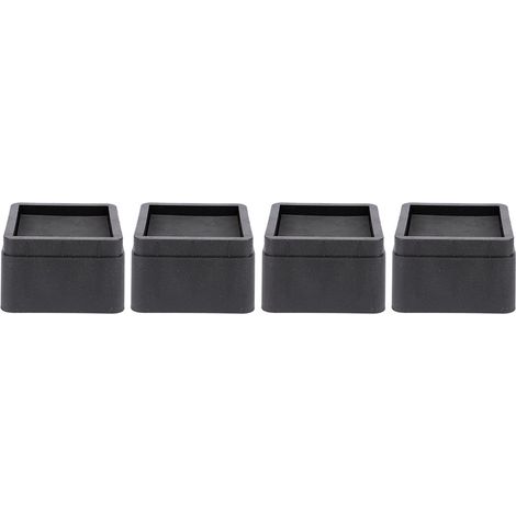 Lot de 4 rehausseurs de lit empilables robustes, carrés noirs de 5 cm (2 po), pour pieds de meubles et protections de sol (1/3)