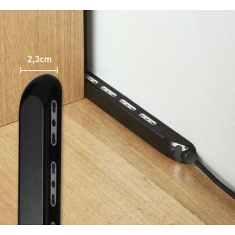 Electraline – Multiprise électrique 4 prises bivalentes 10/16A – Câble 1,5m – Épaisseur 23mm pour espaces restreints – Couleur blanc