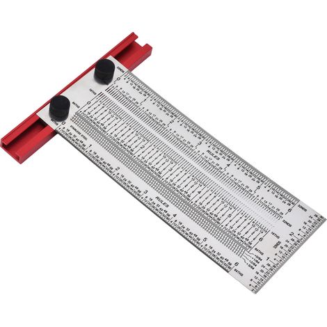 Règle en T en acier inoxydable argenté, outil de mesure pour le travail du bois, jauge de positionnement, 15 cm (6 pouces) (1/5)