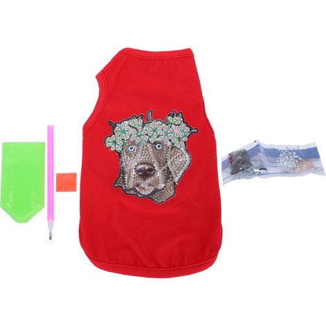 Pet Clothes Cute Soft Breathable Dog Shirt with Rhinestones for Puppies Pets Decoration ProtectionRed L (1/5)