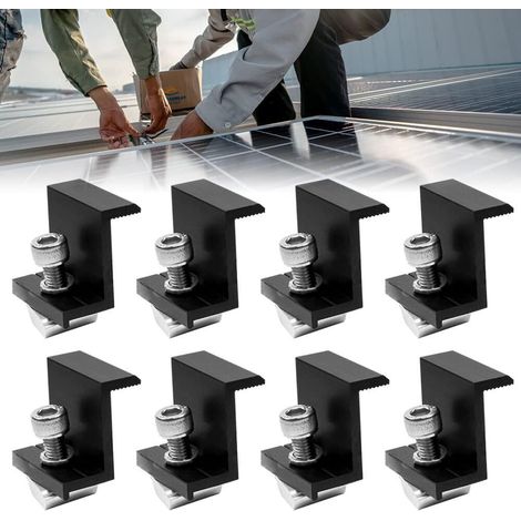 Sollbry Kit de montaje para paneles solares: 8 soportes de aluminio de 30 mm en forma de Z para paneles fotovoltaicos de techo plano de autocaravanas, con tuercas y tornillos. (1/4)