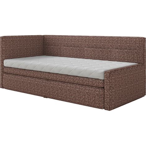 Selsey Nesmi - Lit rembourré - 90x200 cm - tissu tressé Marron (1/5)
