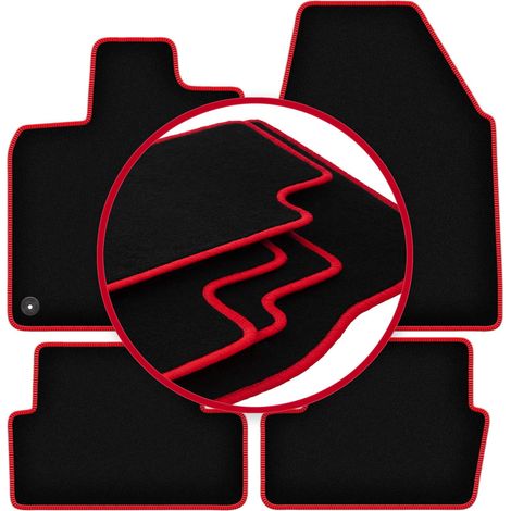 Alfombrillas de terciopelo con borde rojo para: Nissan Qashqai I J10 crossover (2006-2013) (1/5)