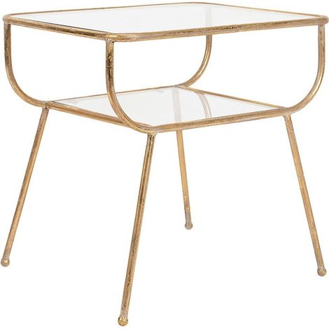 Table appoint verre dorÃ© Eluminea 47x40x47cm (1/2)
