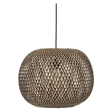 Atmosphera – Suspension en bambou naturel D47 – Hauteur 35 cm – Douille E27 – Longueur câble 80 cm – Design tressé pour ambiance chaleureuse