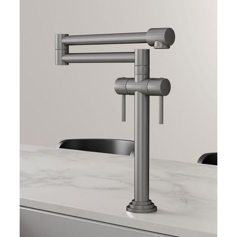 Robinet mélangeur de cuisine style rétro - Nickel brossé