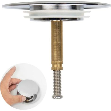 Bathtub plug, Ø 72 mm, with double seal, adjustable height, universal bathtub plug, sink valve, hardened brass with chrome finish, rustproof bathtub plug (1/5)