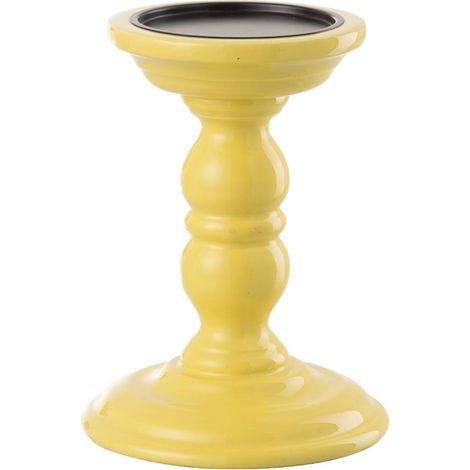 Bougeoir Haltère en Bois "Waldo" 17cm Jaune (1/5)