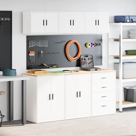 Garage Cabinets 6 pcs White Engineered Wood vidaXL