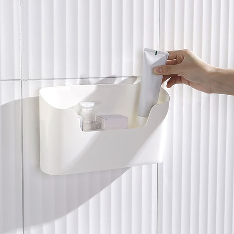 Boîte de rangement murale pour la maison, sans perçage, organisateur de produits de salle de bain, boîte de rangement pour porte d'armoire (1/5)