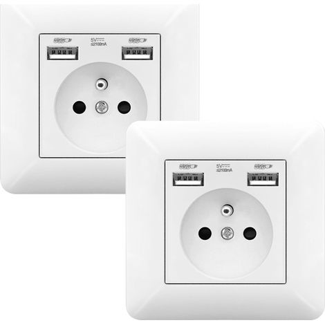 2 Pack Wall Socket with 2 USB Ports and AC Outlet – USB Charging Outlet