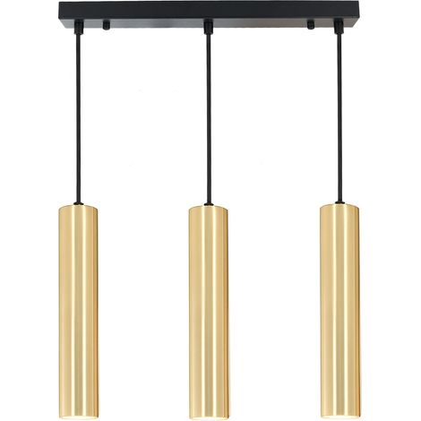 Plafonnier linéaire 3 lumières tubes 30 cm, GU10, doré 43cm
