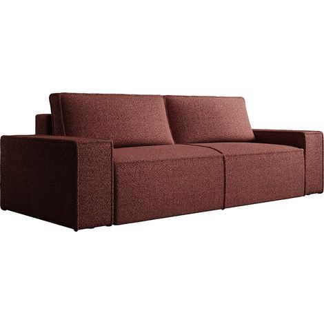 Divano letto 4 posti in Tessuto ciniglia Bordeaux - AMELIA