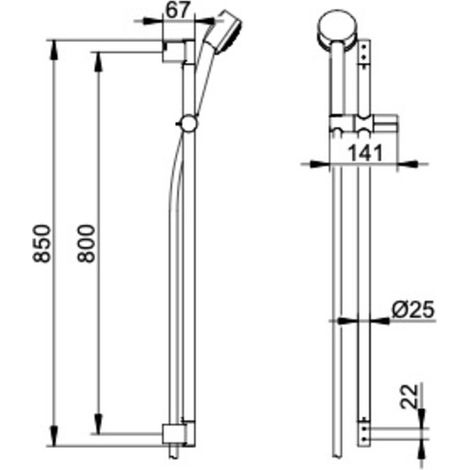 KEUCO PLAN blue Set de douche, hauteur 850mm, chromé, (1/2)