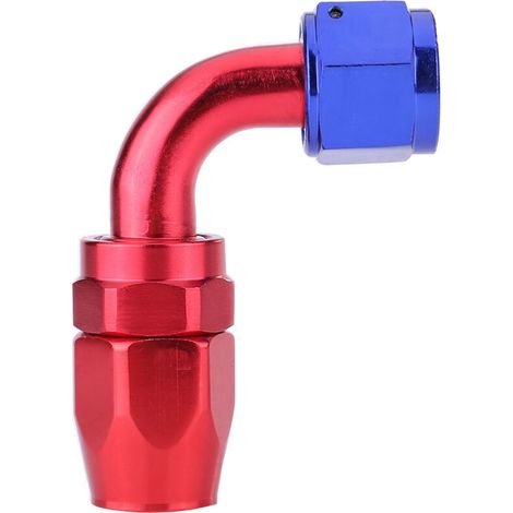 Adaptateur de refroidisseur d'huile extrémité de tuyau de carburant AN8 raccord pivotant couleur bleue et rouge anodisée à 90 ° (1/3)