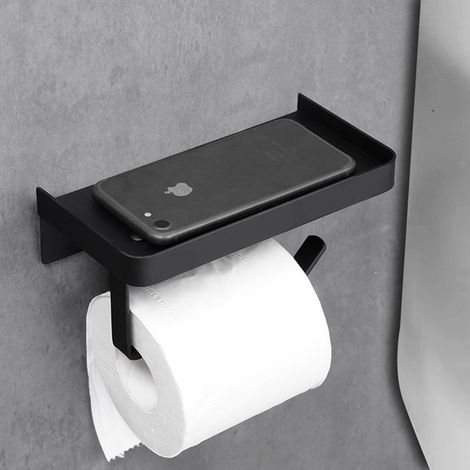 Porte-Papier Toilette Support Mural,Porte Rouleau Papier Toilette Aluminium pour Toilettes et Cuisines,Salle de Bain -Noir