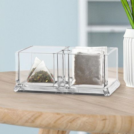 2 pièces support organisateur de thé transparent, support de paquet de sucre en acrylique, boîte de rangement de sachet de thé clair, comptoir de support de sachet de thé, organisateur de sachet de th (1/5)