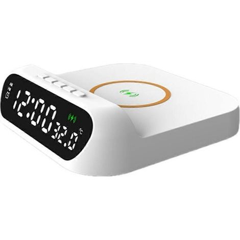 Réveil numérique avec chargement sans fil, chargeur sans fil rapide de 15 W, affichage numérique LED et affichage de la température. (1/5)