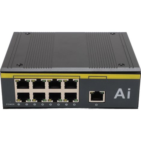 TOIVIZE-Switch Ethernet Industriel PoE 9 Ports - Commutateur Métal IP40 avec 8 Ports POE et Uplink 10/100 Mbps pour Rail Transit et Ville Intelligente (1/4)