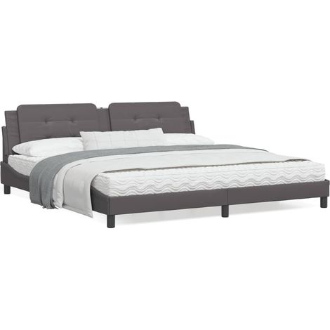 Cadre de lit avec lumières LED gris 200x200 similicuir (1/5)