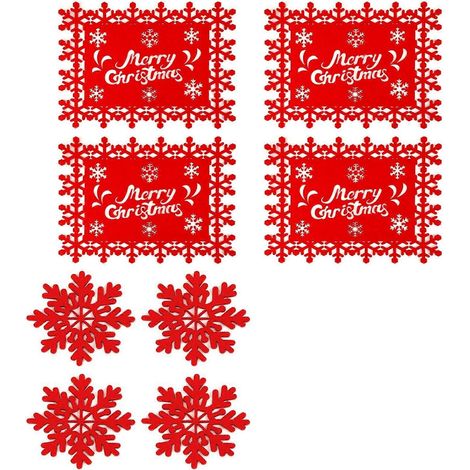 Lot de 12 sets de table en feutrine sur le thème des fêtes de fin d'année, antidérapants, pour la maison et les commerces. (1/5)