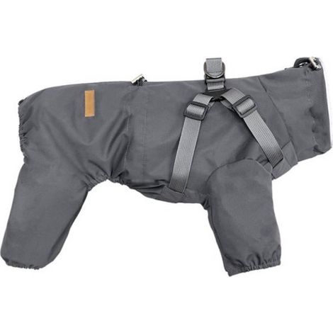 Regenmantel für Hunde mit Geschirr für kleine und mittelgroße Hunde, verstellbarer Regenmantel, reflektierender Regenmantel, 4 Beine, grau, Größe S