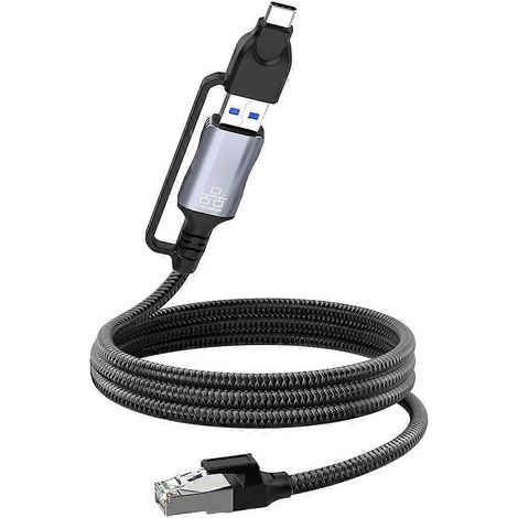 2-in-1 USB-A Typ-C auf RJ45 Ethernet-Adapter, 1000 Mbit/s Gigabit-Netzwerkkabel, USB-C auf RJ45 Gigabit-LAN-Netzwerkkabel (1/5)