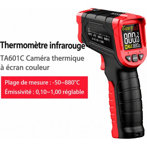 Thermomètre Infrarouge Industriel TA601C Écran Couleur Pistolet Thermique Sans Contact 10-880°C 400 g – Livraison gratuite (1/5)