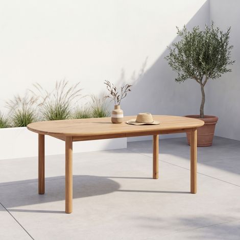 Table de jardin rectangulaire bois d'acacia 6 places naturel - Sorrento