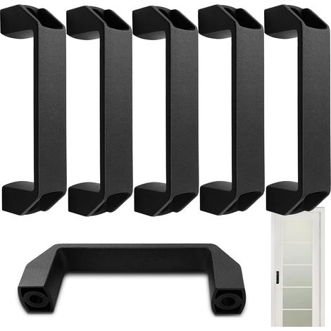 Poignee Plastique Noire, 6 Pièces, Espacement des Trous de 120 mm Poignée en Nylon pour Bureaux Cuisine Chambre Placard Tiroir (1/5)