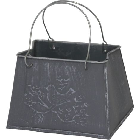Pflanzgefäß Tasche S Zink 11 x 13 x 16 cm grau Blumentopf