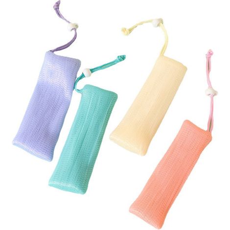 Sac à Savon Maille - 18 x 5 cm - Fermeture à Cordon - Avec Anneau de Suspension - Pour Savons Solides - Lot de 4 (1/5)