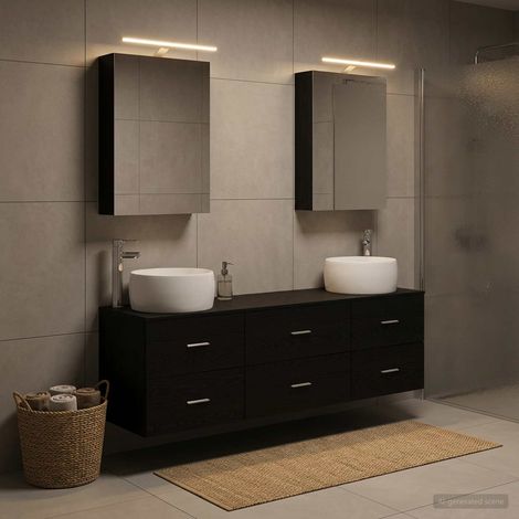 vidaXL Bathroom Furniture Set 5 pcs Black Oak (1/5)
