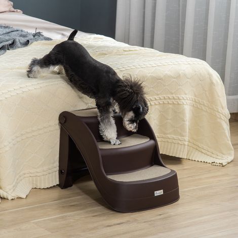 Escalier Chien Pliable 3 Marches Antidérapantes, Chiens Âgés, Lit Canapé, 49x38x38 cm, Marron (1/5)