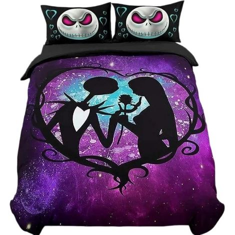 Housse de couette L'Étrange Noël de Monsieur Jack, Jack et Sally, douce, respirante et hypoallergénique 140 x 210 cm (1/5)